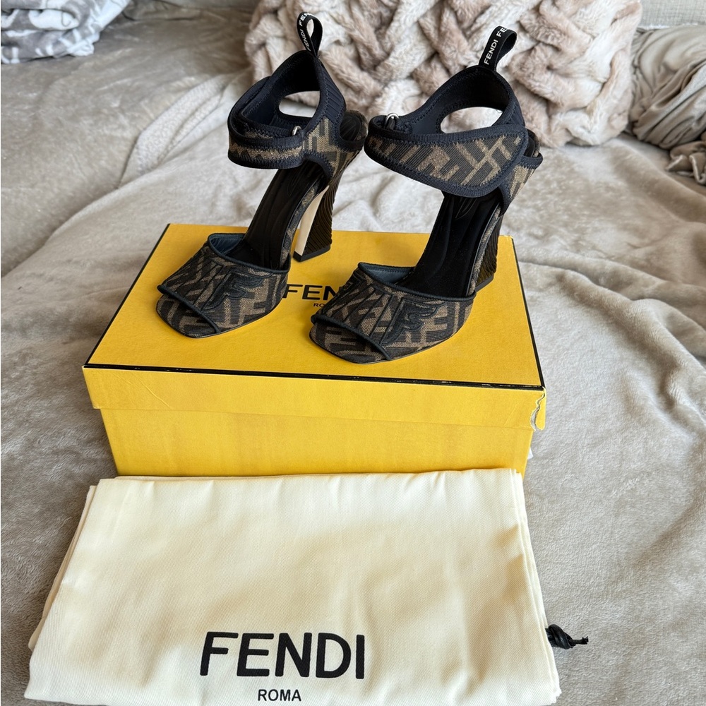 Fendi FFreedom Jacquard FF Heels in Size 36